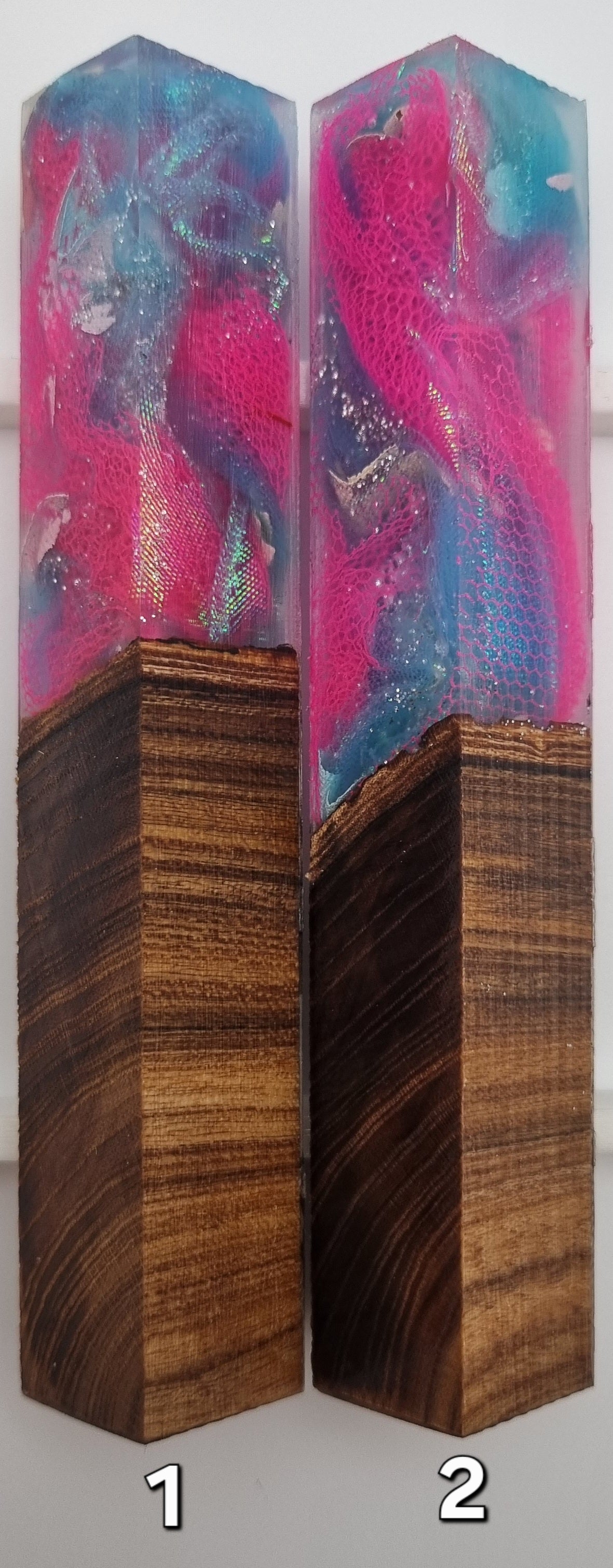 PINK + BLUE + IRIDESCENT + LABURNUM WOOD HYBRID Pen Blank