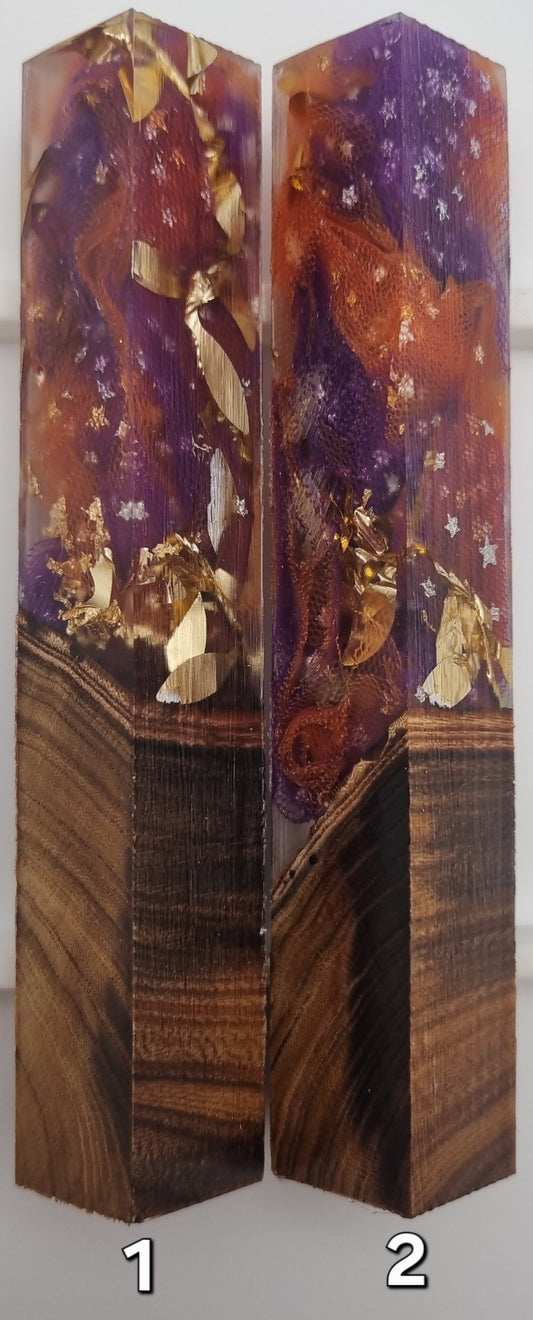 PURPLE + ORANGE + GOLD + LABURNUM WOOD HYBRID Pen Blank