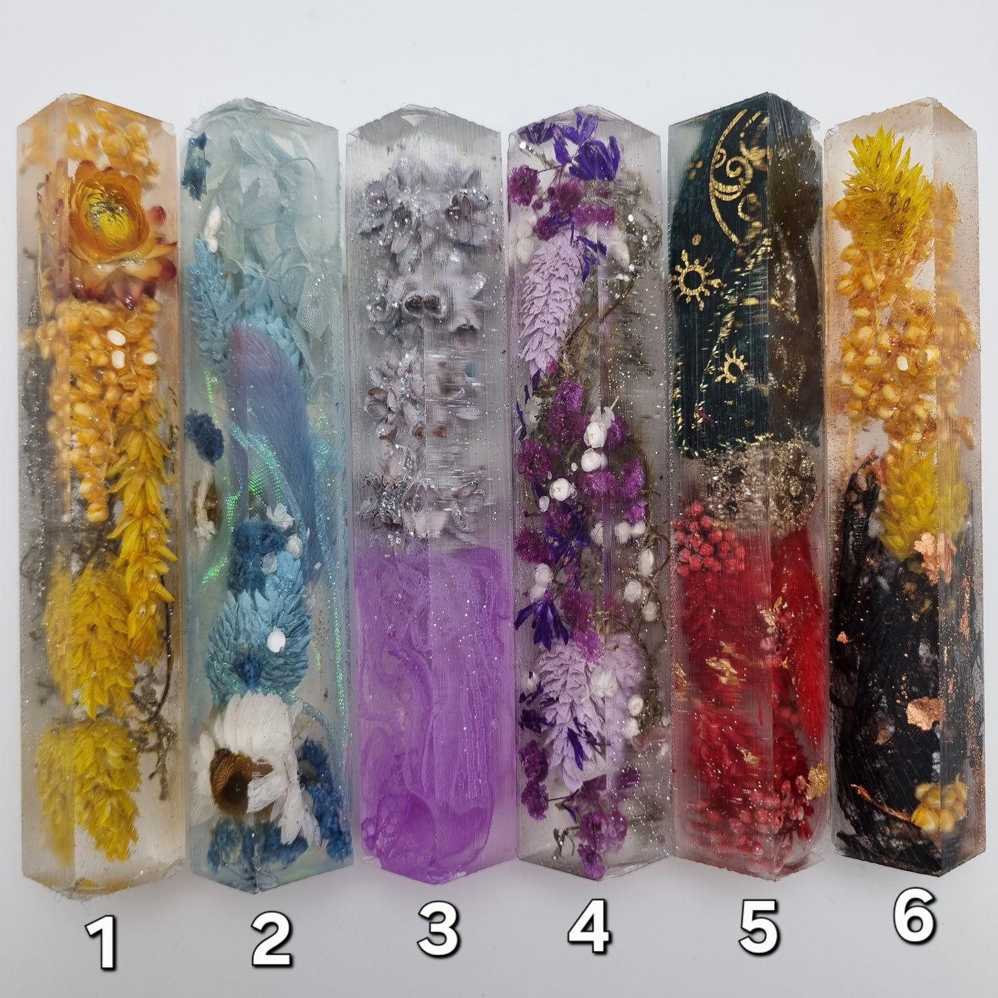 YELLOW, GREEN, FLOWERS, PURPLE, PURPLE, PINK, LILAC, WHITE, GREEN, RED, CONES, BLACK, LACE Pen Blank